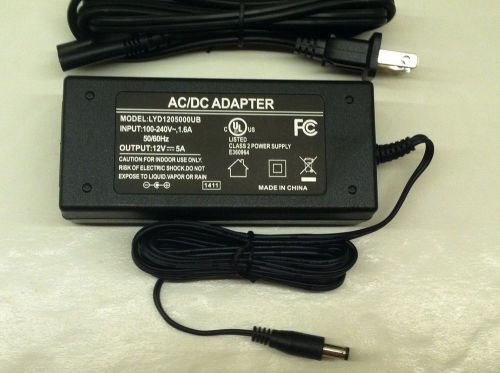 12 volt dc power supply. 60 watt 5a ul class 2 corded adapter. 6 ft cord. for sale