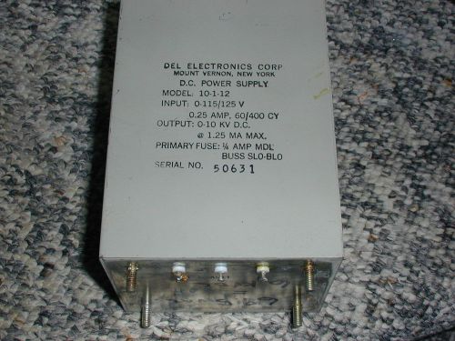 DC Power Supply 10kvdc @ 1.25 ma.  DEL Electronics