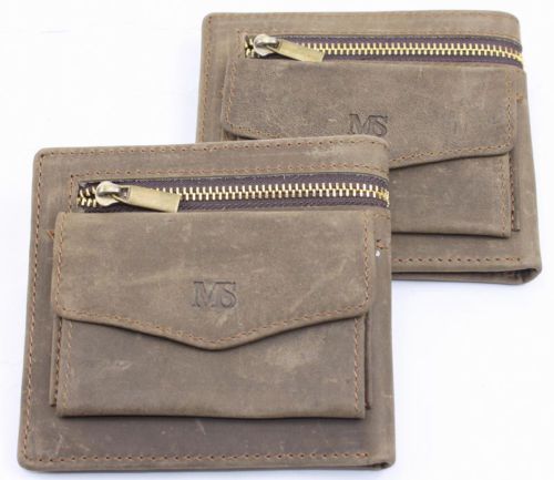 Handmade vintage men genuine cowhide leather wallet bag brown new 300 for sale