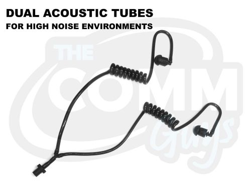 DUAL BLACK COILED ACOUSTIC TUBES WITH EARTIPS - RADIOS - HIGH NOISE ENVIRONMENT