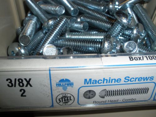 3/8-16 X 2&#034; Round head slotted phillips machine screws zinc (48) pcs.  3/8&#034;