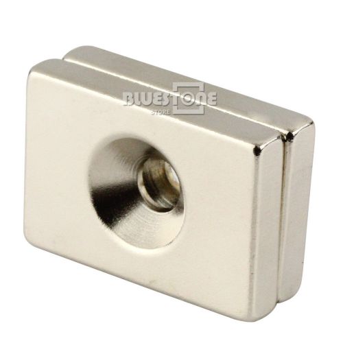 2pcs N50 Block Counter Sunk Magnets 30 * 20 x 5 mm Hole 5mm Rare Earth Neodymium