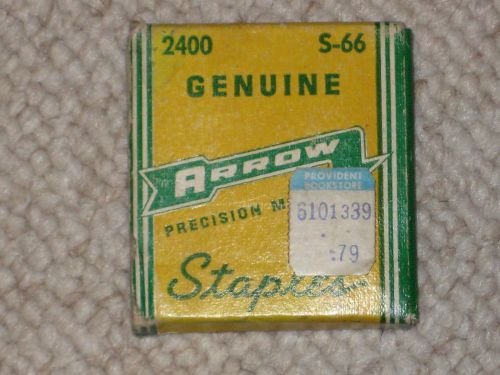 Vintage Genuine 2400 S-66 Arrow Staples partial box Original Cost $.79