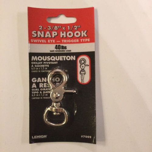 Lehigh snap hook, 2-3/8&#034; x 1/2&#034;, #7009, swivel eye, trigger type for sale