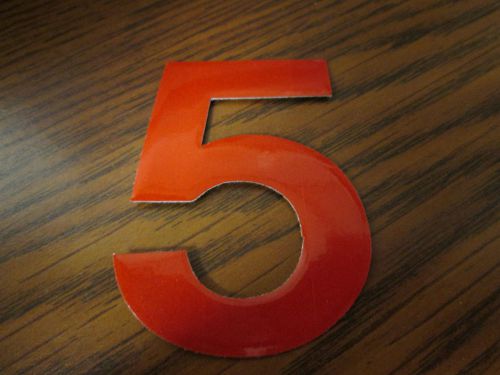 5 (Five), Adhesive Fire Helmet Numbers, Red/Orange, Lot of 13, NEW