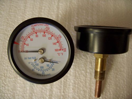 2.5&#034; tridicator gauge (temperature &amp; pressure) 1/4&#034; npt for sale