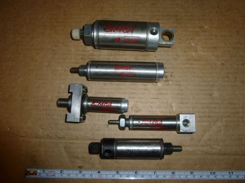 5 PC LOT OF BIMBA AND DUROMITE AIR CYLINDERS USED