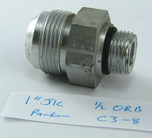 Hydraulic fitting, parker 1&#034; jic - 1/2&#034; o-ring , 16 jic-8 sae/orb, nos, #c3-8 for sale