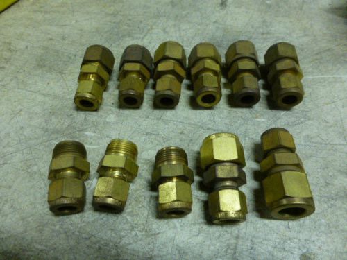 11 BRASS SWAGELOK 1/2 TUBE X 3/8 TUBE CONNECTOR     NO RESERVE