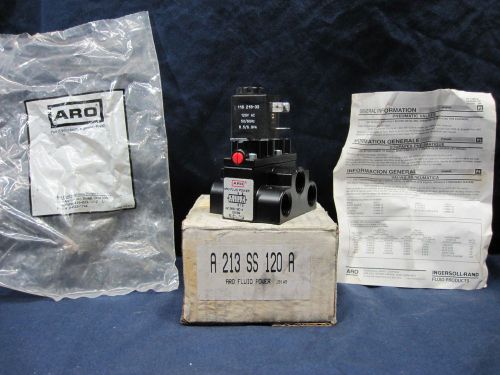 Aro ingersol rand a213ss120ag solenoid air valve 3/8 2 po 4 way 120vac nos l@@k! for sale