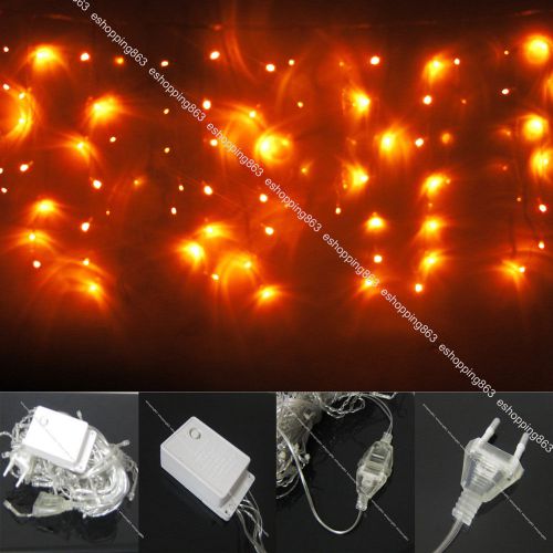10FT 100 Led Yellow Curtain Icicle Lights String Fairy Light 4 Xmas Decoration