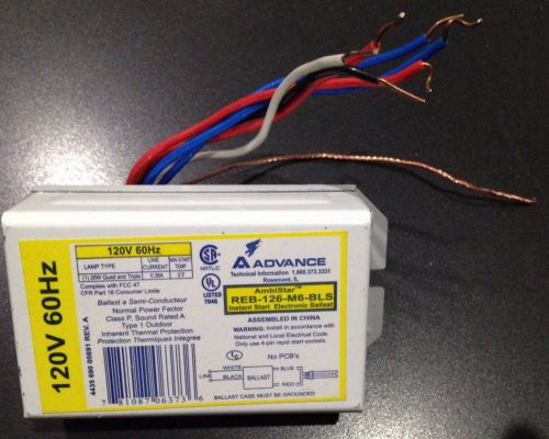 Advance instant start electronic  ballast reb-126-m6-bls 120v 0.36a 26w for sale