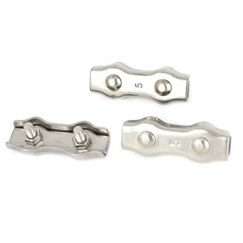 M5 5mm 312 Stainless Steel Duplex 2-Post Wire Rope Clip Cable Clamp 3 Pcs