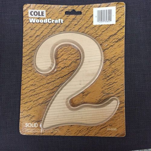 6&#034;x 6&#034; Cole Woodcraft Solid Wood Number &#034;2&#034; For Home House Business Crafts