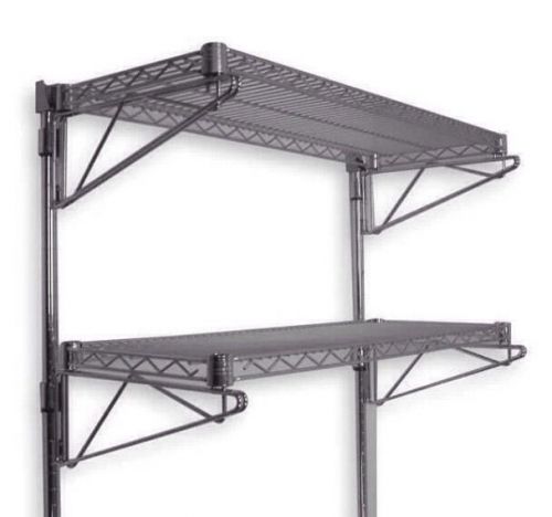 Wall Mount Wire Shelving - Stainless Steel Shelves (2) 2.5&#039; x 1.5&#039; x 34&#034; - Metro
