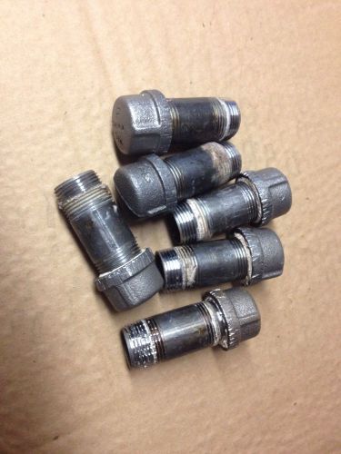 Black iron pipe nipple  3/4 x 2-1/2&#034;  6 pcs lot with caps for sale