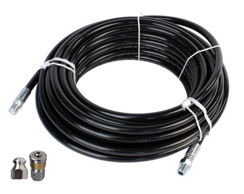 1/4&#034; x 200&#039; Sewer Jetter Hose &amp; 5.5 Orifice Button Nose &amp; Rotate Nozzles 4000PSI