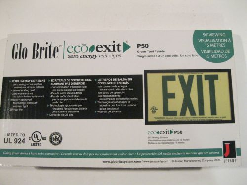 Jessup p50 glo brite eco zero energy exit sign green , single side, bnib for sale