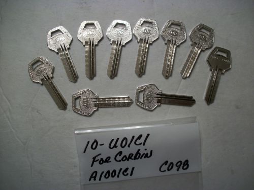 Locksmith LOT of 10, Key Blanks for CORBIN, U01C1, ILCO A1001C1, CO98