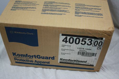 Kimberly-clark 40053 komfort guard white light duty coveralls - large case of 25 for sale