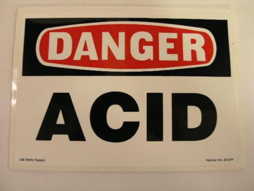 Lab Safety Adhesive Safety Sign Decal Sticker: DANGER - ACID, 7x10, Vinyl