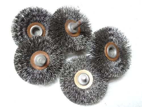 5 new anderson 2-1/2&#034; x 1/4&#034; stem crimped .014 wire wheel mounted brushes 08905 for sale