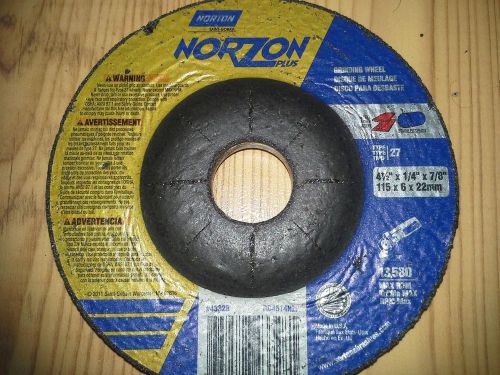 (10) norton norzon plus 4-1/2 x 1/4 x 7/8 grinding wheel disc dc4514nzp type 27 for sale
