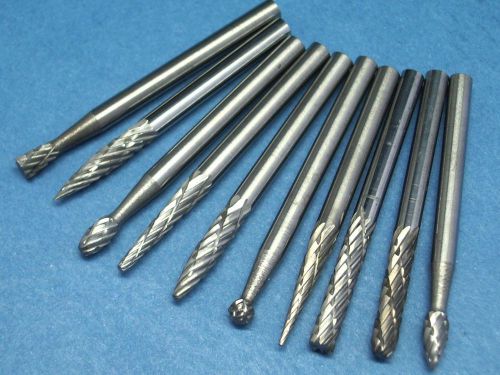 10 pcs burrs set (3mm) 1/8&#034; tungsten carbide rotary burrs (2.35mm) shank for sale