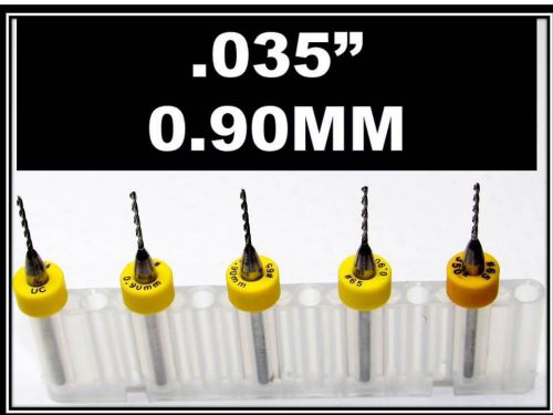 .035&#034; - 0.90mm - #65 - 1/8&#034; Shank  Carbide Drill Bits FIVE Pcs CNC Dremel Hobby