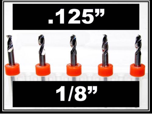 1/8&#034; Diameter - 1/8&#034; Shank  Carbide Drill Bits FIVE Pcs CNC Dremel Model Hobby