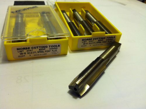 MORSE CUTTING TOOLS, EDP#33050, HAND TAP, 5/8-18. PLUG, SPIRAL POINT 3 FLUTE