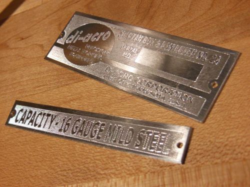 Diacro Brake Machine Labels (Engraved Replacements)