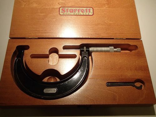 Starrett no.436 outside machinist micrometer 2&#034; - 3&#034; w/ oak? wood box mint new? for sale
