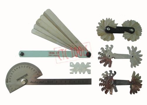 6 pcs protractor feeler gauge thread &amp; radius gages -measuring milling lathe d18 for sale