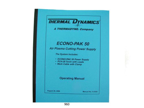 Thermal dynamics econopak 50 plasma cutter  operating manual *960 for sale
