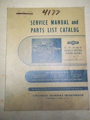 Cincinnati Grinders Service Manual/Parts List~12/14/16/18&#034; Grinding Machines