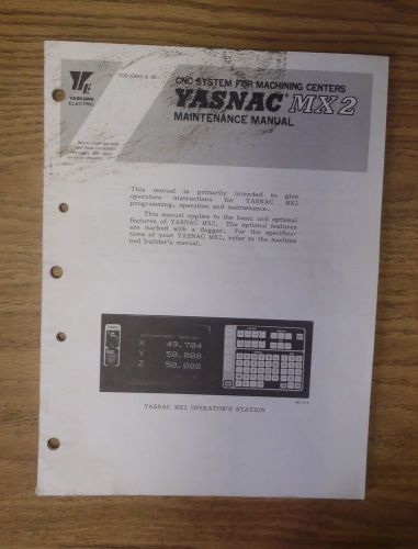Yasnac MX2 CNC Machining Center Maintenance Manual