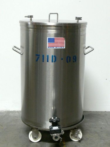 Precision 150 liter 316 stainless steel receiver tank w/ bottom drain &amp; valve for sale