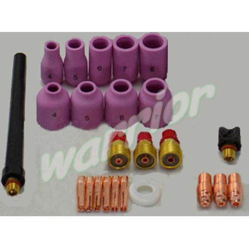 24pcs gas lens consumables kit back cap collet body for tig welding sr wp 9 20 for sale
