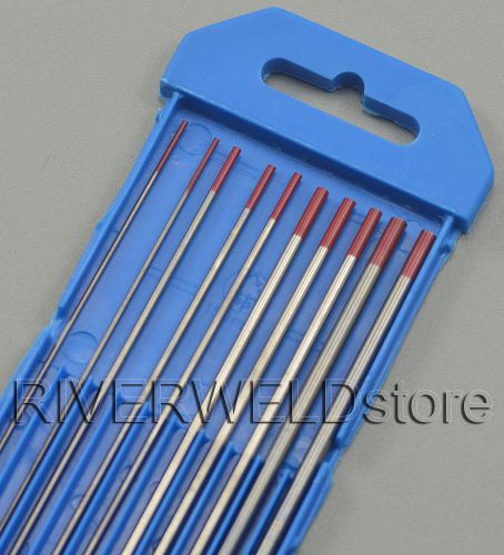 2% Thoriated WT20 Red Tungsten Electrode 7&#034; Assorted Size 040-1/16-3/32-1/8,10PK