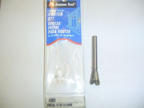New amana tool 1/2&#034; diameter 1/4&#034; shank 1/2 dovetail router bit (45803) for sale