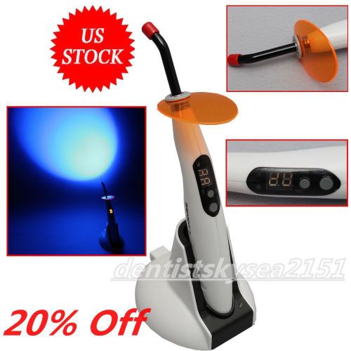 White dental wireless 1200mw lamp led curing light with light guide tip seasky for sale