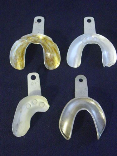 Nice Lot of 4 Used Dental Impression Metal Trays Forms - Dentist&#039;s Estate