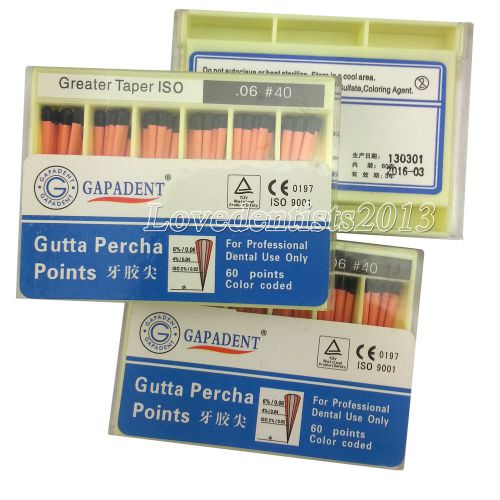 60Pcs Dental Gutta Percha Points 06 Taper Regular No 040# Color Coded 1 Pack