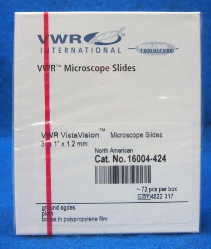 NEW VWR VistaVision 16004-424 3&#034;x1&#034;x1.2mm Microscope Slides 72pc  #227