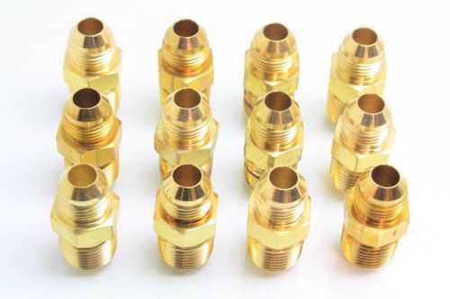 12 Brass SSP Straight Hydraulic Fittings 1/2&#034; Male NPT x 1/2&#034; JIC Flare SAE -8
