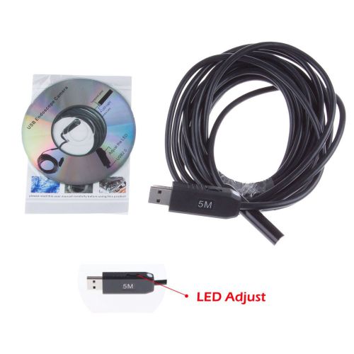 5M Cable USB Waterproof Endoscope Borescope 4 LED Light Snake Inspection Camera