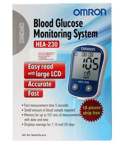 Brand new blood glucose monitor omron hea - 230 with 10 strips free @ martwave for sale