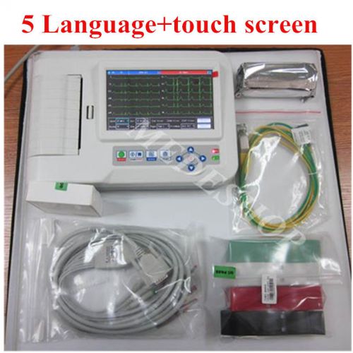 Portable 6-channel electrocardiograph ecg ekg machine with software+5 language for sale
