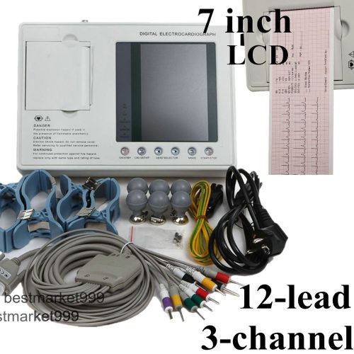 7-inch color lcd 480x680 digital 3-channel electrocardiograph ecg ekg machine for sale